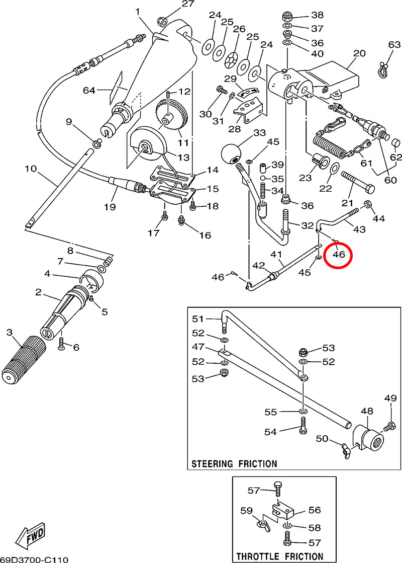46)翟墨DEMONS舷外机船外挂机橡皮艇冲锋舟开口销91490-25012