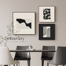 组合画客厅感背景高级餐厅轻奢装饰画现代简约抽象饭厅黑白墙挂画