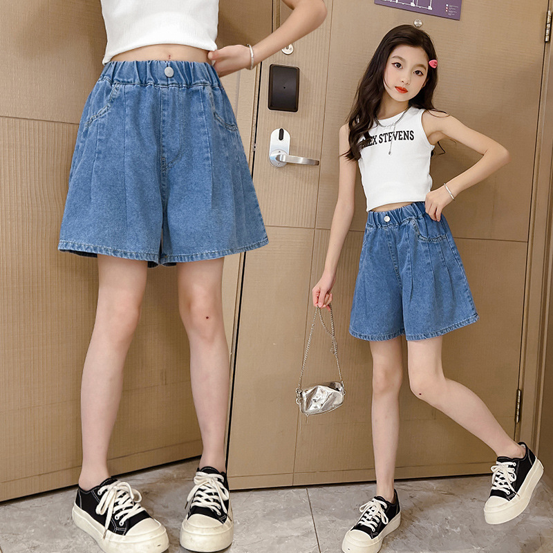 Girls' denim shorts skirt summer fashion girls trendy net red skirt pants summer thin shorts middle and big children's pants 