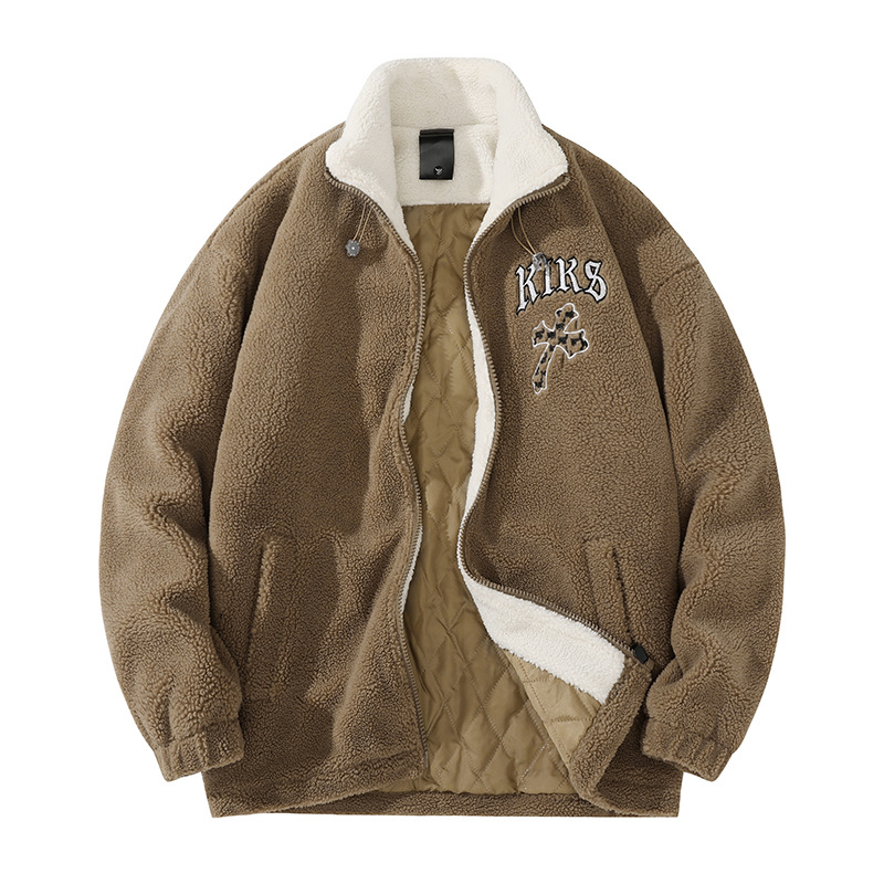 Men's Clothing Autumn and winter lamb wool cotton coat men's coat plus velvet thick cotton jacket boys this year's new winter cotton coat_voghion.com