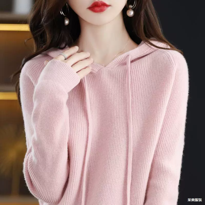 Осенний и зимний новый 100 шерстяной свитер с капюшоном