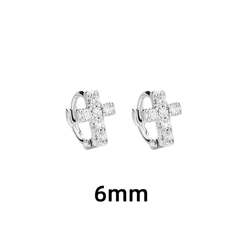 Sparkling Diamond Cross European And American Cross-Border Unisex Hip-Hop Style Hoop Cross-Shaped Design Geometric_voghion.com