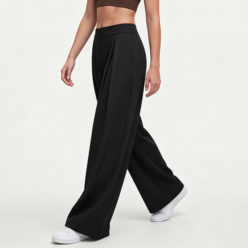 Pantalones deportivos de pierna recta y ancha para mujer, pantalones casuales y versátiles para fitness al aire libre, pantalones de yoga estilo lulu, pantalones largos holgados de 27 pulgadas que estilizan la figura.