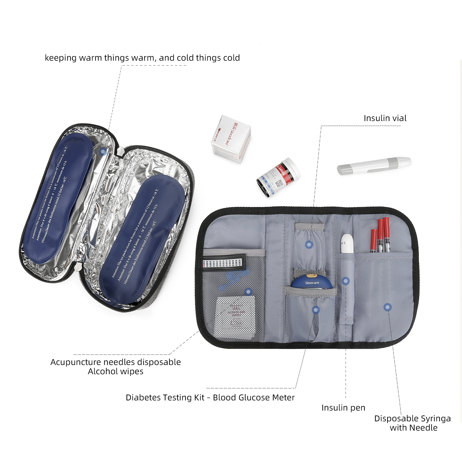 Insulin refrigeration box portable insulin aluminum film constant temperature outdoor insulation bag ice bag ice bag