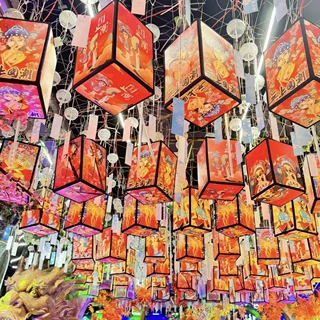 国潮正方形灯笼户外中式创意吊灯火锅店餐厅长方街道国风灯笼批发
