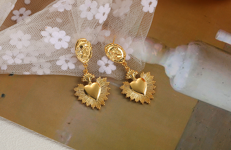 Fashion Heart Shape Copper Plating Drop Earrings 1 Pair