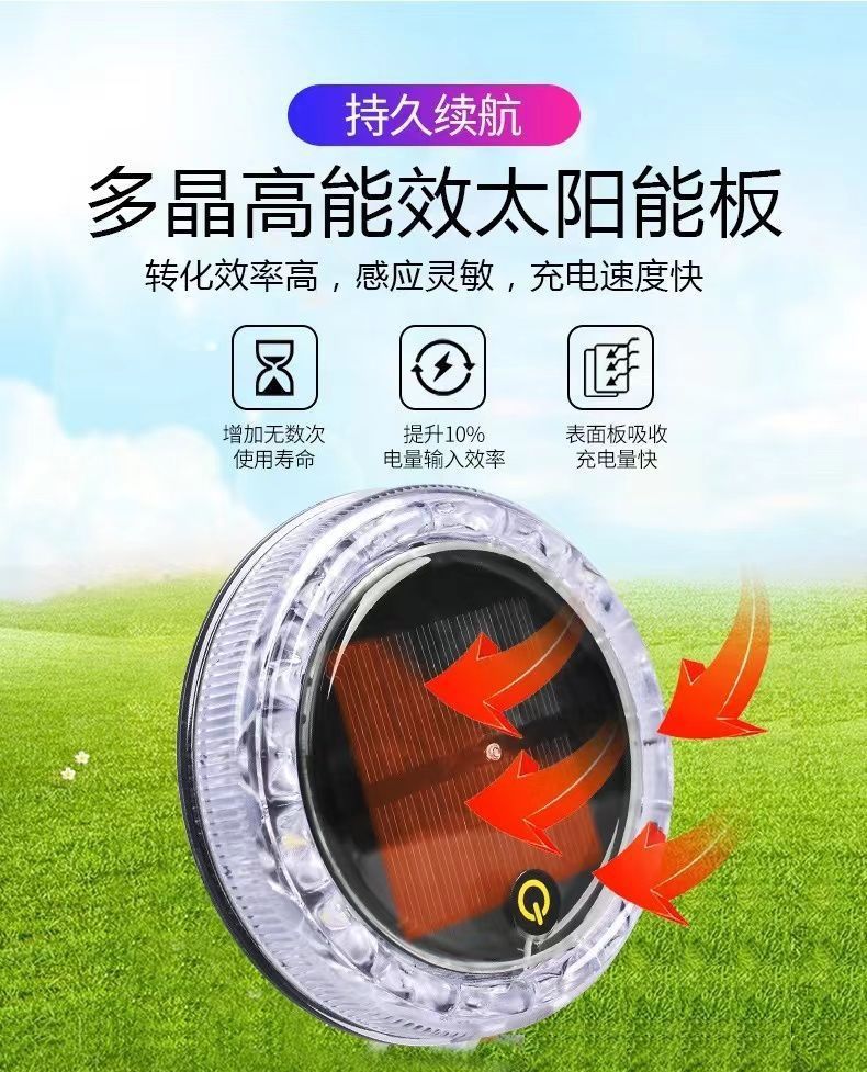 Touch car motorcycle solar flash light anti-collision LED safety warning side light strong magnetic suction taillight