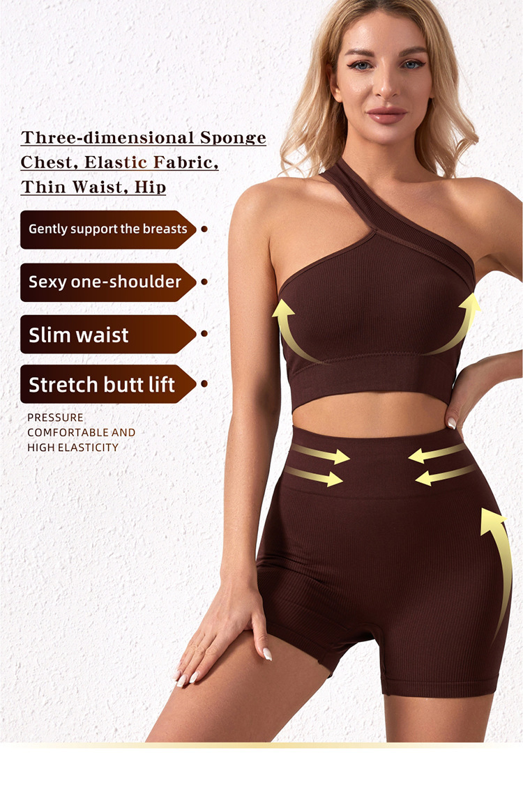 New Sports Vest Women's High Strength Shockproof Underwear Belly-lifting Shorts Split Fitness Yoga suit_voghion.com