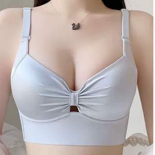 薄款夏季绸面下摆无痕美背少女内衣小胸聚拢上托侧收副乳贴胸文胸