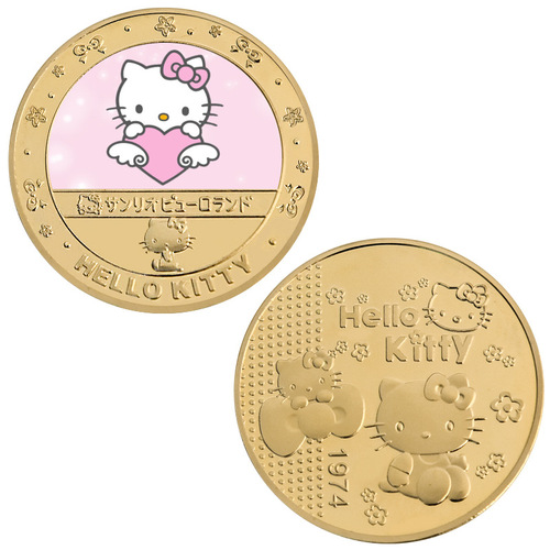 HelloKitty commemorative coins Hello Kitty anime peripheral commemorative coins die-cast badges gifts