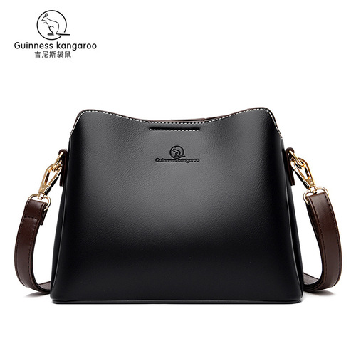 Bucket bag women's cross-border kangaroo soft leather women's bag 2024 bag winter style women's shoulder crossbody bag one piece drop shipping