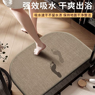 亚麻编织浴室防滑脚垫卫生间吸水地垫洗手间耐脏防摔地毯厕所门垫