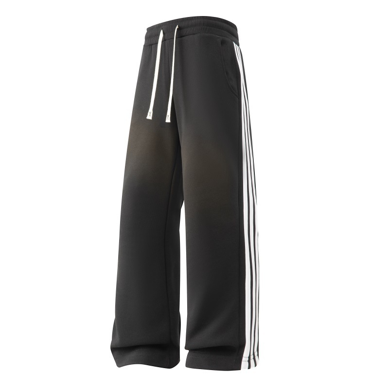 Primavera y otoño de hombre tres barras juego deportivo de cuello vertical medio cremallera camiseta pantalones de dos piezas juego de ropa deportiva de carrera casual