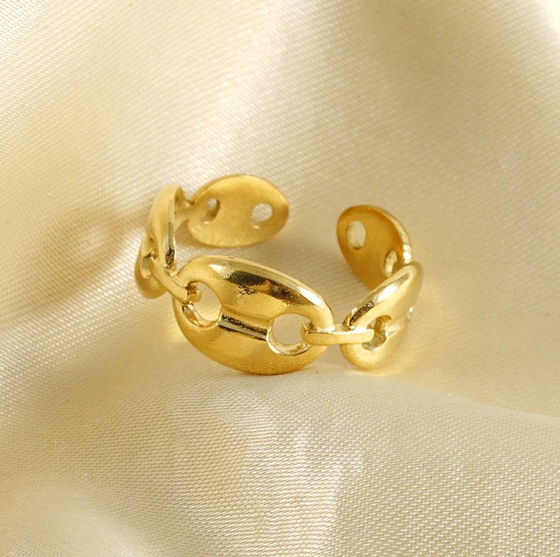 5g Weight Vacuum Plating Gold Plating Process Wholesale Jewelry Fashion Geometric 304 Stainless Steel 18K Gold Plated Plating Stainless Steel Rings