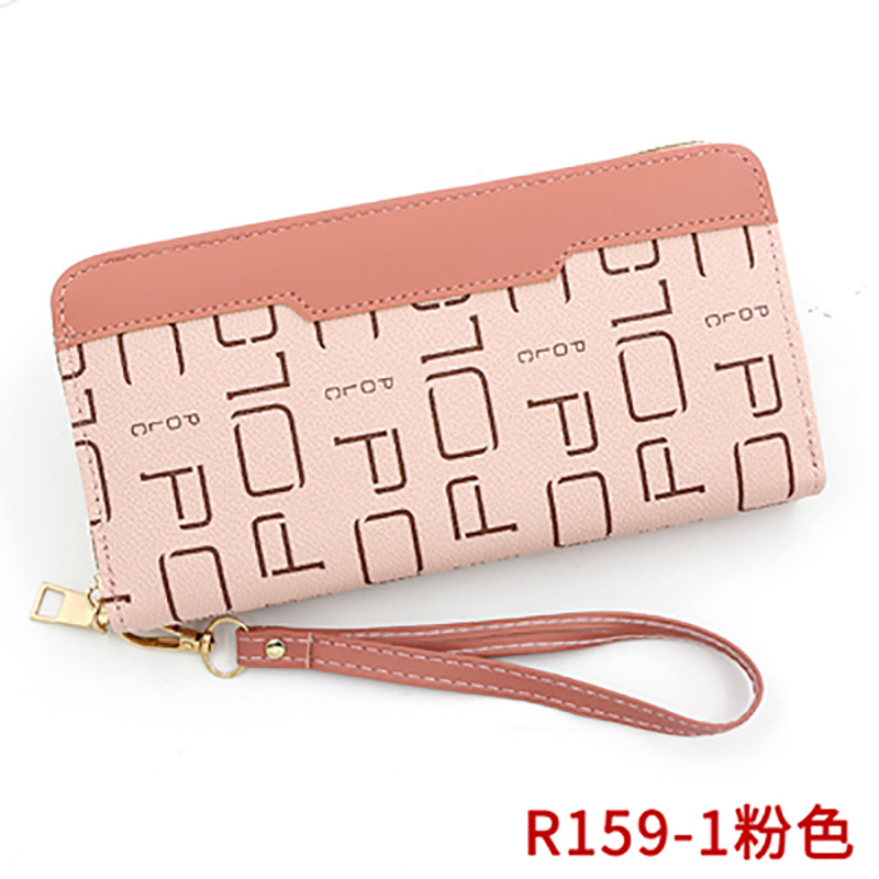 De las mujeres de estilo coreano simple cartera larga cremallera Cartera de cuero de color a juego de moda moneda monedero titular de la tarjeta bolso