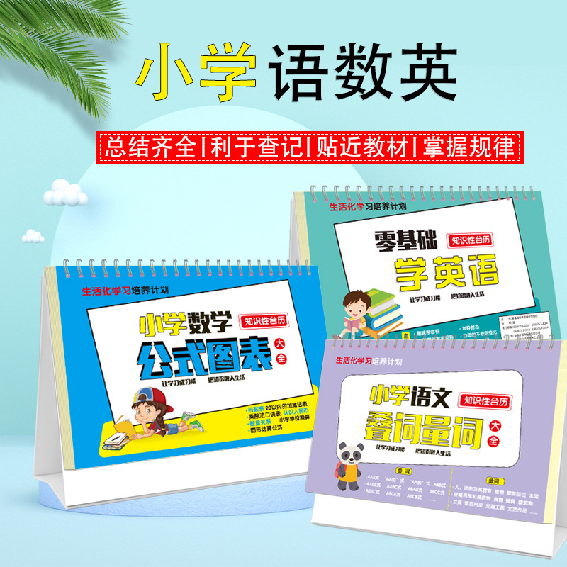 Primary school mathematics Chinese formula desk calendar minimalist speed algorithm formula chart primary school knowledge desk calendar positive and negative