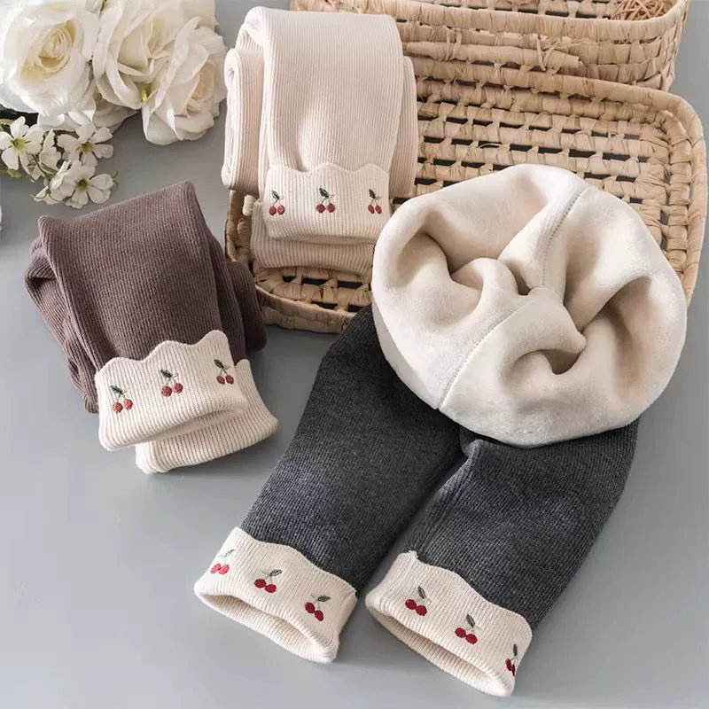 Флисовые демисезонные лосины, детские тёплые бархатные брюки, детская одежда, оптом, западный стиль, с вышивкой