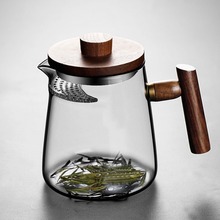 爆款玻璃公道杯 加厚分茶器 茶水分离月牙杯过滤茶杯茶漏一体批发