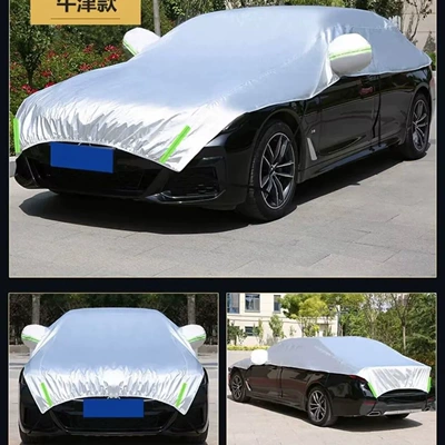 Car clothing – Car Cover, Large Half Cover, Heat - hatchback-car-silver-most-of-the-cover