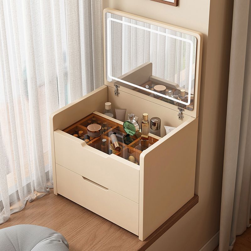 Bay Window Dressing Table Solid Wood Small Bedroom Modern Simple Dressing Table Small Apartment Mini Flip Storage Cabinet Integrated
