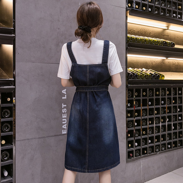 Autumn long denim fitted brace