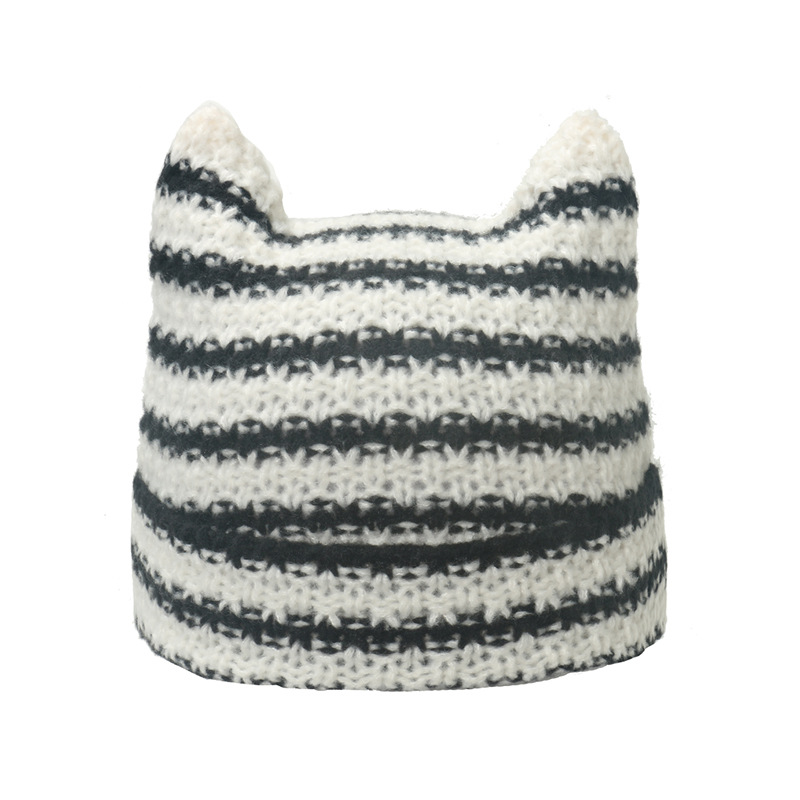 105g Weight Wool Cap Hats Type Holiday, Daily Occasion Women's Cartoon Style Cute Cat Eaveless Wool Cap