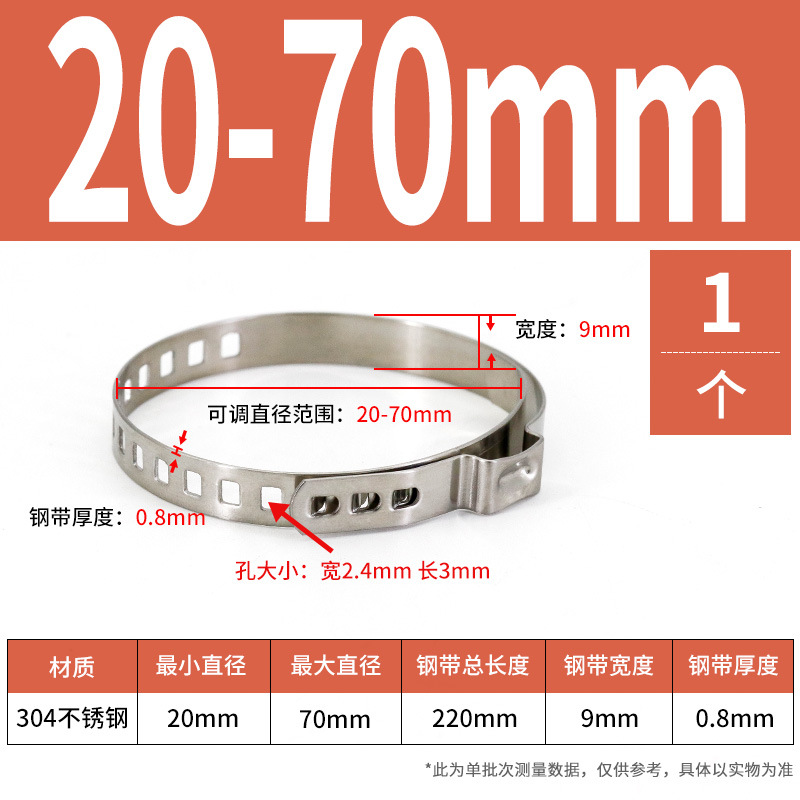 Abrazadera de manguera no polar de oreja única ajustable de acero inoxidable 304 abrazadera de tubería de agua abrazadera de tubería de sujeción jaula de bola semi-eje abrazadera de tubería