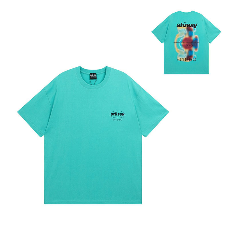 国境を越えた卸売りstyスチュアート黒8クラシック24ss半袖純綿夏ゆるいtシャツ男女同金|undefined