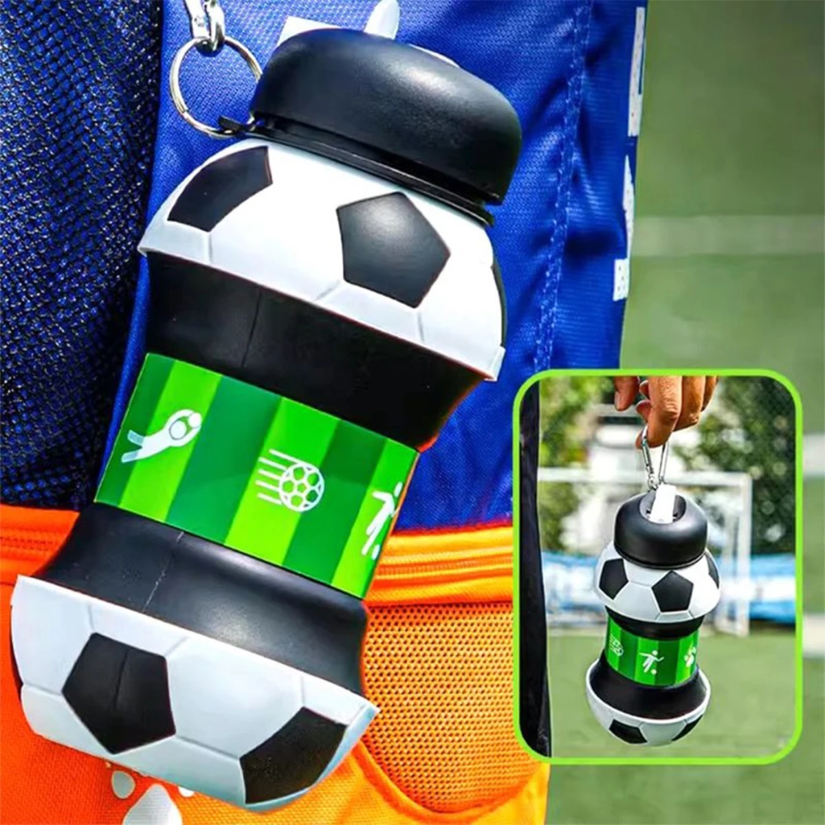 Fútbol transfronterizo taza plegable de silicona deportes al aire libre taza de agua creativa para estudiantes taza de agua portátil a prueba de caídas y fugas para niños