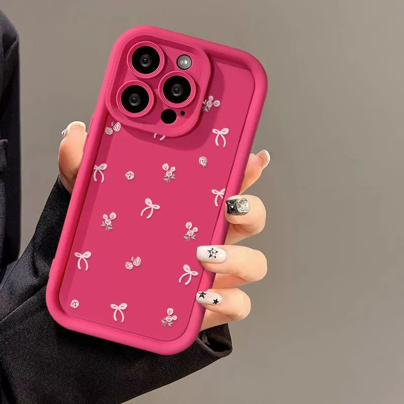 Apple, чехол для телефона с бантом фуксия, матовый iPhone 13, iphone, 15