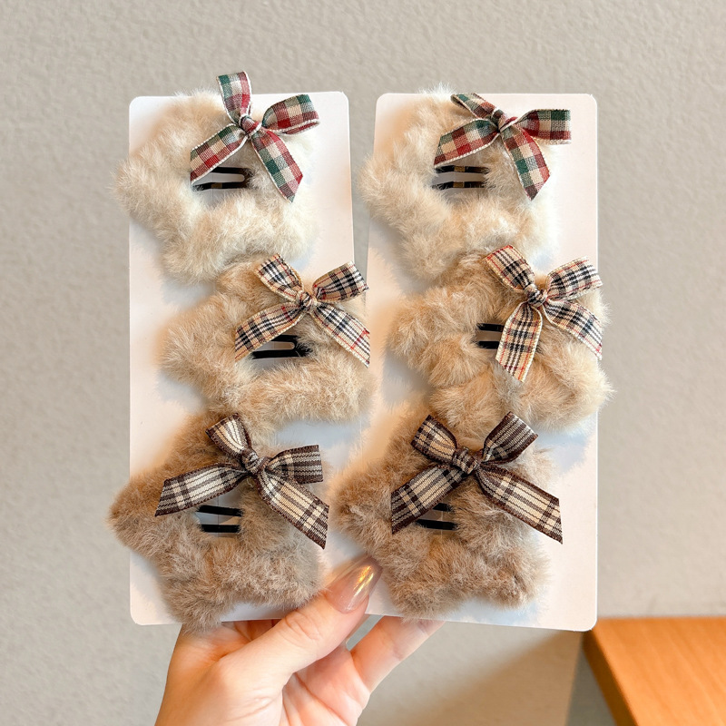 Invierno Meirard peluche estrellas clip de cabello de alta sensibilidad no lastimar el cabello de los niños lateral clip de cabello adornamiento para el cabello al por mayor