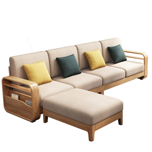 北欧全实木沙发组合贵妃转角沙发现代简约客厅小户型家具工厂批发