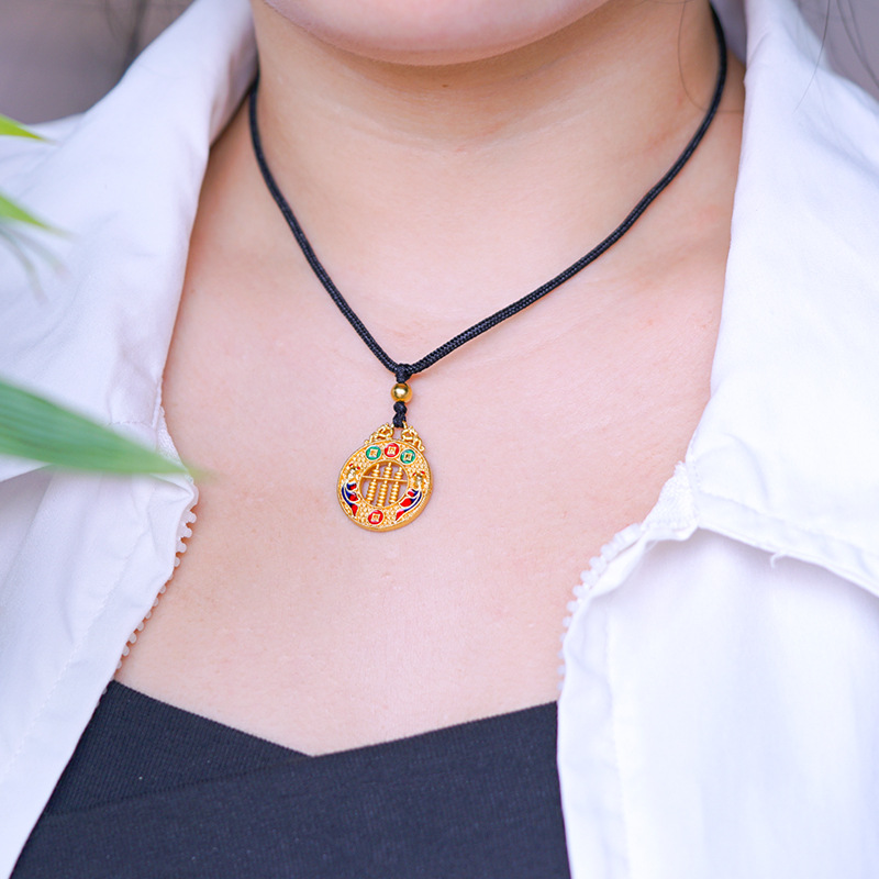 Vietnam Sha Jin Abaco You Long Round Collar estilo chino retro moneda de bronce Yiwu joyería fuente femenina al por mayor