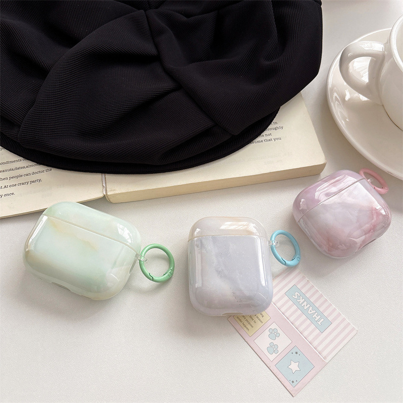 Simple marble pattern protective case suitable for AirPods 4/3, Pro3 wireless Bluetooth 1/2 generation earphone case, Pro2