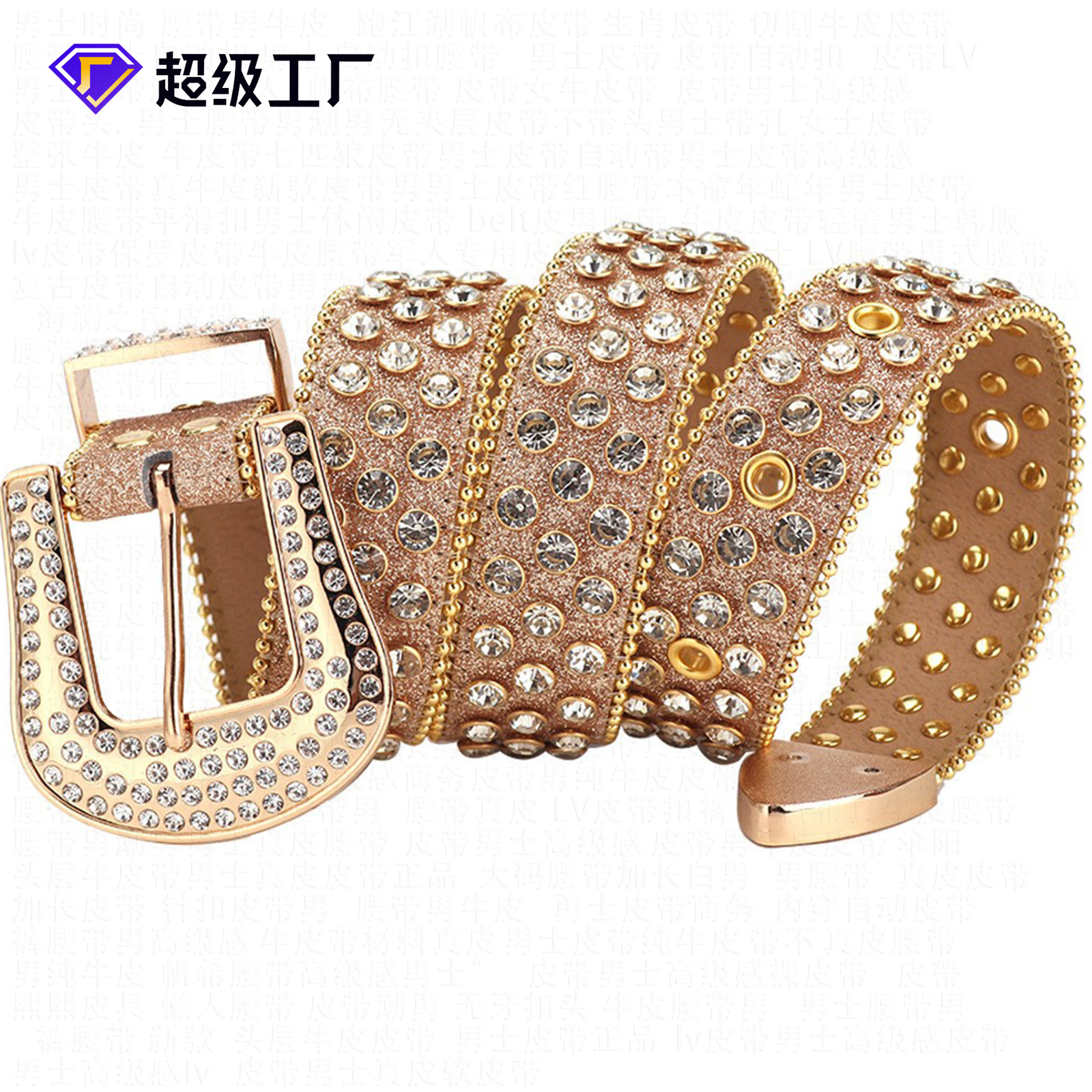 Cinturón de mujer de diamantes de imitación transfronterizos europeos y americanos cinturón de cinturón de diamantes largos cinturón estilo hip-hop spot al por mayor