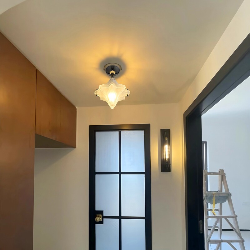 French Retro Ceiling Aisle Lamp, Antique American Style Bauhaus Balcony Aisle Corridor Entrance Star Chandelier