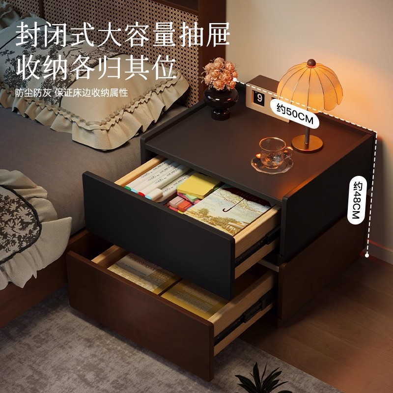 Todo el armario de cabecera de madera sólida creativo casero armario de almacenamiento de dormitorio 2025 nuevo armario de cabecera de cama de estilo medieval