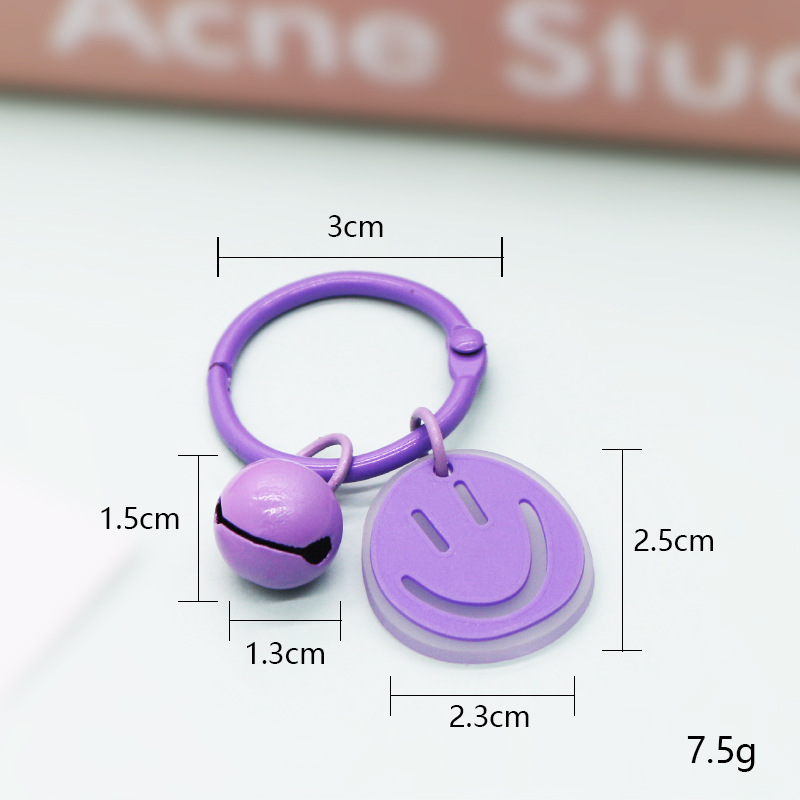 Japonés lindo pequeño llavero campana ins chica corazón Arco Iris color clave anillo bolsa clave colgante al por mayor