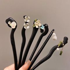 Hairpin New Chinese style antique wooden pearl step wooden hairpin hairpin high-end daily Hanfu hairpin headwear