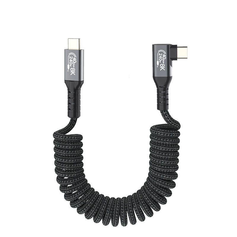 USB4 пружинный кабель для передачи данных, угловой тип 90 градусов, проекция экрана ctoc8k, передача 40 Гбит/с, быстрая зарядка 240 Вт, Thunderbolt