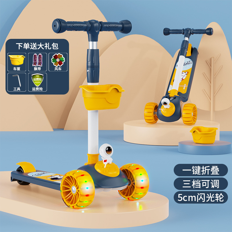 Niños de scooter con asiento plegable 2-6-10 años de edad niños y niñas tres en uno scooter con pedal