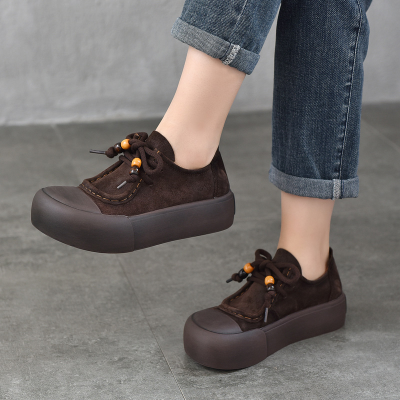 Designer Baotou Flats Shoes Genuine Leather Women's Shoes 2025 Autum New First-Layer Cowhide Beaded Low-Top Shoes