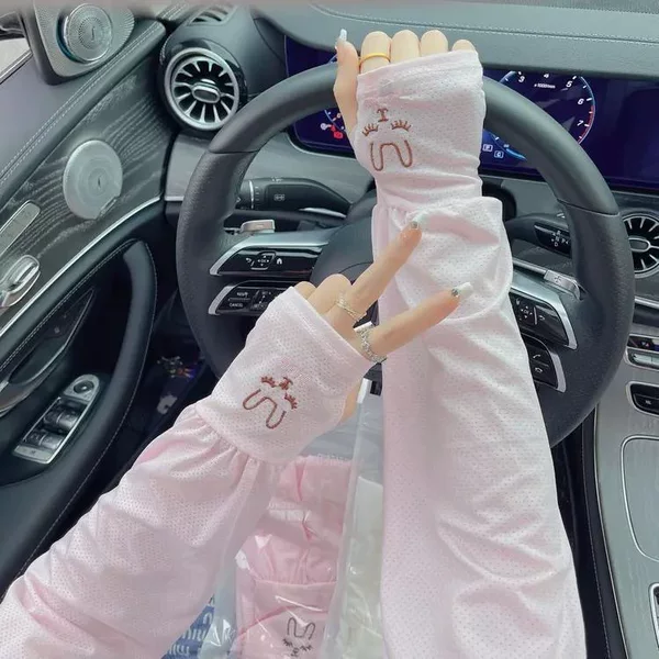 Summer soft rabbit ice sleeve sun protection all-match solid color cycling gray outdoor oversleeve