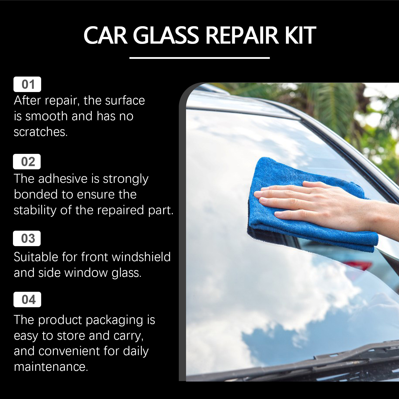 Rayhong Car Repair Kit Windshield Window Crack Care Solution to Improve Vision Clarity Tool