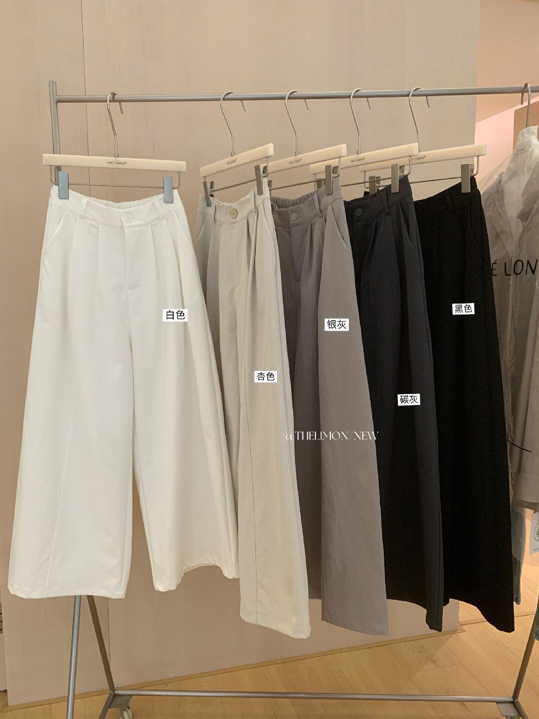 Quần culottes nữ ống rộng cạp cao dáng suông phong cách tối giản — màu đen, Xám cacbon, Xám bạc, màu trắng chi tiết 3