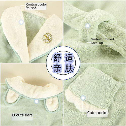 Autumn and Winter Kids' Homewear pajamas baby bathrobes fuzzy cartoon lined for big and medium children's robes