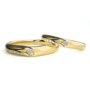 S925 Sterling Silver Cultivated Diamond Angel Wings Couple Ring Japanese and Korean Wings Simple Instagram Style Men's and Women's Pair of Ring
