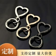 クロスボーダーピーチハートキーホルダー亜鉛合金ラブスプリングバックル diy ジュエリーアクセサリーハングバックルバッグラウンドテールラブバックル