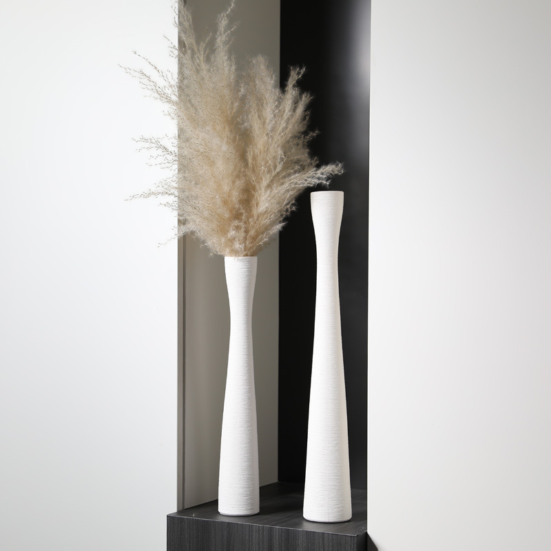 Vaso de cerámica simple y delgada larga larga rama larga flor grande arreglador de flores gabinete de televisión gabinete de entrada decoración doméstica