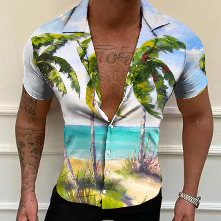 American Cross-border 2025 nueva camisa casual de cuello alto de manga corta de alta calidad para hombres MB1